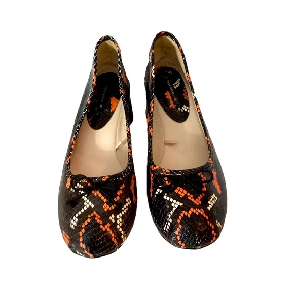 Zara Leather Snake Print Block Heel Ballerinas Size 39 - Picture 4 of 10